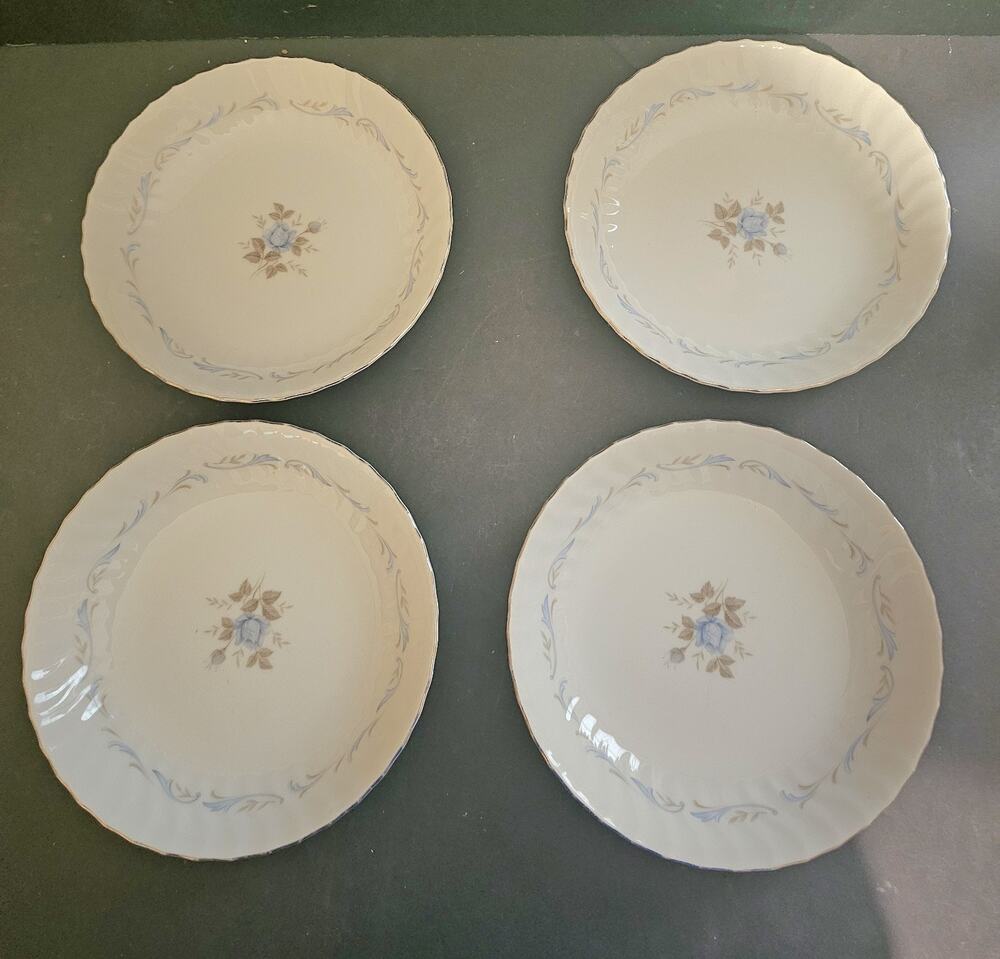 Style House Fine China Carillon Blue Rose 7 1/2" Soup Bowl Set Of 4